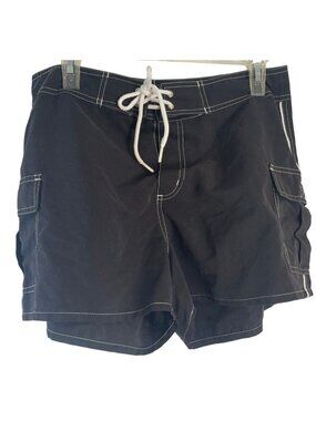 sideout  short swim tie hook & loop black white stripe pockets polyester 13 READ